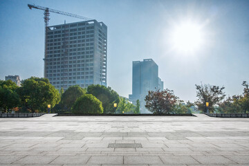 Urban Landscape with Modern Architecture and Natural Greenery at Dawn