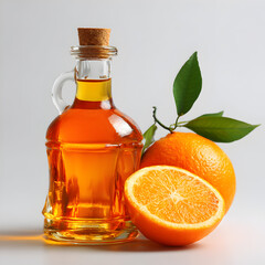 Orange Oil Next To A Freshly Sliced Orange 