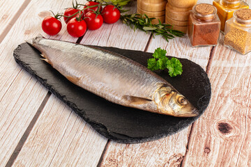 Raw whole salted herring fish