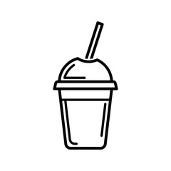 Cold Drink Cup with Straw Line Icon