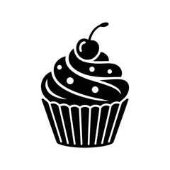 Cupcake with Cherry Icon Vector Illustration