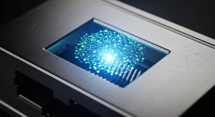 Abstract digital fingerprint scan for biometric security, high-tech identification and data protection concept