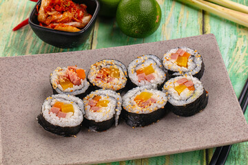 Koream homemade roll Kimbap with nori seaweed