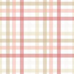 Seamless pastel plaid pattern with red and beige tones