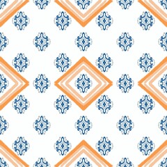 seamless pattern with snowflakes,Ikat style fabric pattern 