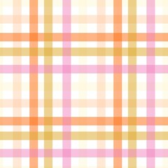 Colorful pastel plaid pattern with pink, orange, and yellow stripes