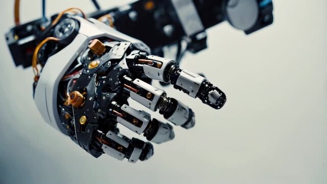 Robotic hand with articulated fingers in futuristic design  