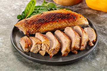 Roasted duck breast with slices