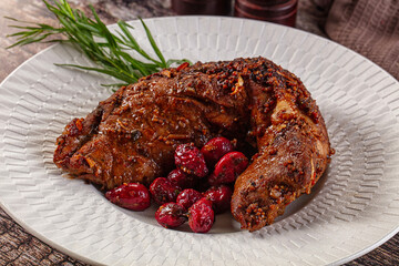 Baked pork sirloin with cornus