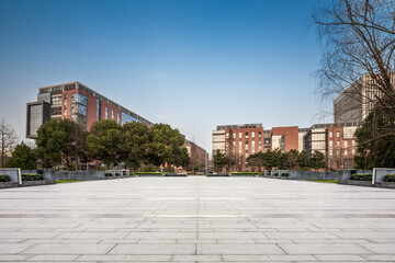 Modern Urban Parkscape with Clear Sky and Architectural Background