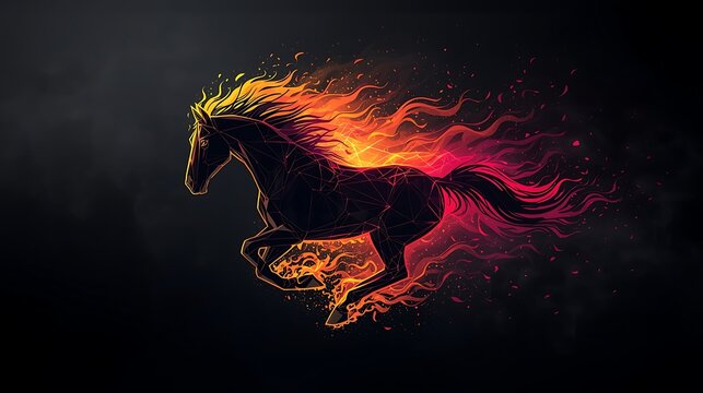 Dynamic fiery horse illustration showcases power and speed, perfect for branding, digital art, or designs needing a bold, energetic edge