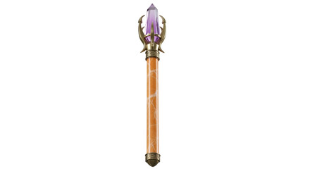 Isolated fantasy magic staff with crystal and intricate details for wizards or royalty