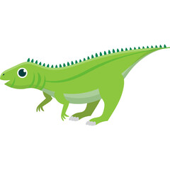Pixel Art Green Dinosaur with Spiky Back and Transparent Background