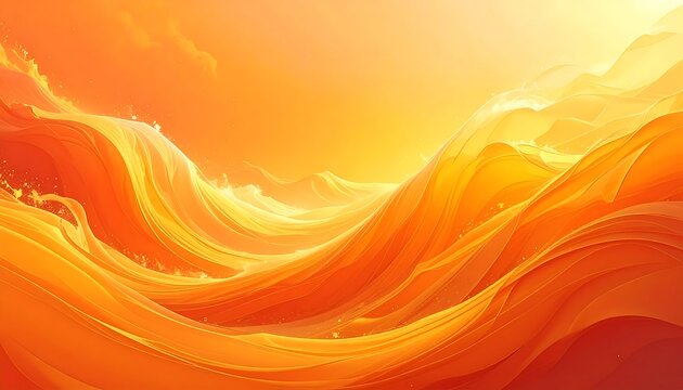 Orange waves, fiery sunset view - Powered by Adobe