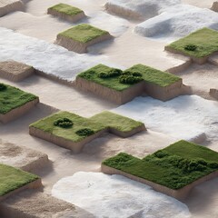 Green patches desert showing successful environmental conservation project