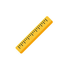 Flat Style Isolated Yellow Ruler Illustration Measurement Tool for Education