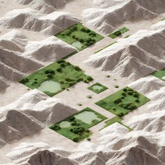 Green patches desert showing successful environmental conservation project