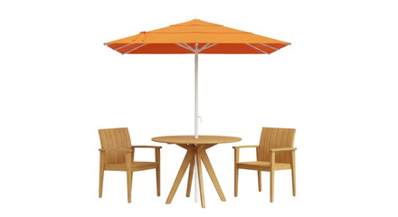 Isolated outdoor patio set including table, two chairs, and an umbrella for backyard relaxation © Rowan