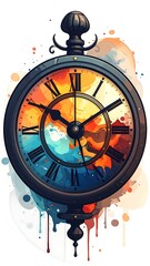 Ornate clock with vibrant, painted-like time indicators