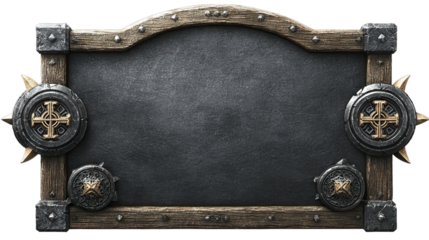 Ornate medieval wooden frame with central dark panel