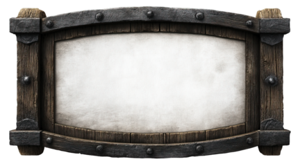 Rustic wooden barrel sign with blank parchment