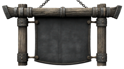 Rustic wooden sign with dark slate center