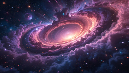 Vibrant Nebula Gas and Stars Swirl