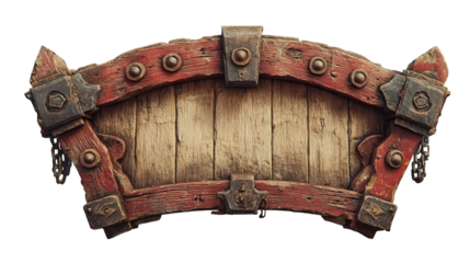 Rustic wooden sign with metal accents