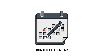 Illustration of a calendar with a red checkmark and a pen indicating scheduled events or appointments