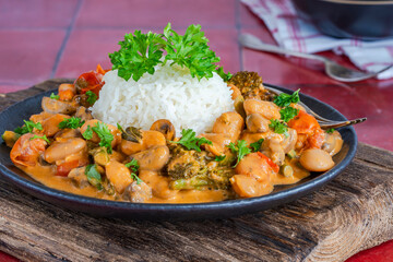 Creamy butter beans and button mushrooms vegetarian stew