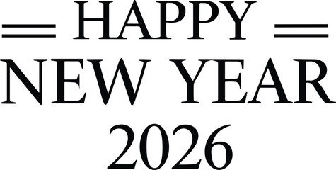 Bold Happy New Year 2026 greeting design with equal signs, festive serif typography for celebration, branding, and seasonal marketing