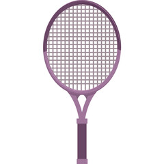 A Light Purple Tennis Racquet With Darker Purple Accents and Grip on a Transparent Background