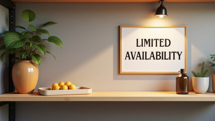 Limited availability sign on modern shelf symbolizing controlled food distribution