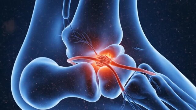 Ankle Joint Pain and Inflammation A Detailed Medical Illustration.