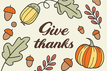 autumn background with acorns and leaves