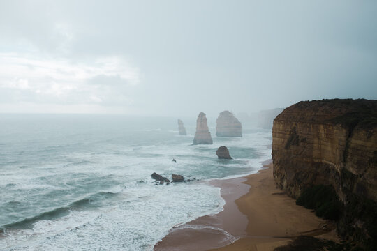 melbourne  twelve apostle view in rainy stormy day
