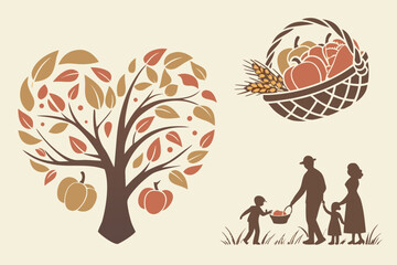 set of thanks giving icons