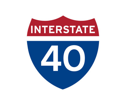 Interstate highway 40 road sign icon. Intrastate american road sign vector design and illustration.

