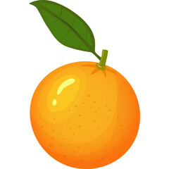 Bright Orange Fruit With Green Leaf On Transparent Background