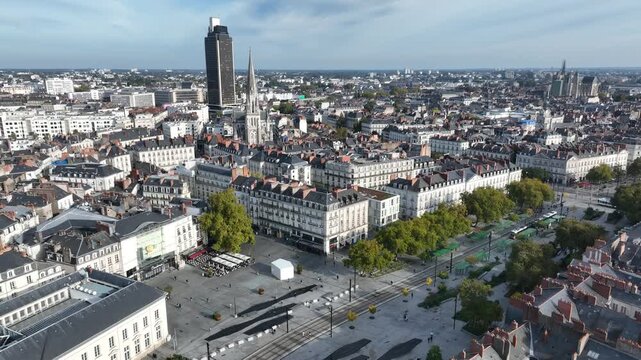 vid&eacute;o drone du centre ville de Nantes