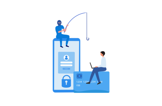 Phishing scam, hacker crime attack and personal data security concept. Hacker stealing online credit card password on png background	