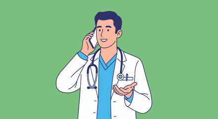 Doctor on Phone Consultation with Patient.