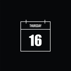 Thursday 16 Date Calendar Icon