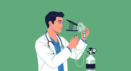 Doctor Preparing Oxygen Mask for Patient in Hospital Setting.