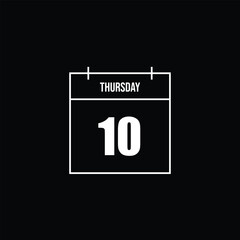 Thursday, 10th Clean Calendar Icon for Reminders, Events & Scheduling