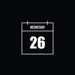 Calendar Icon of Wednesday, the 26th Schedule, Date, and Appointment Reminder