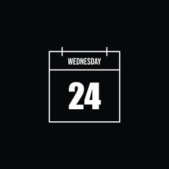 Simple Wednesday Calendar Icon with Number 24 Displayed on a Dark Background