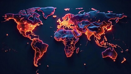 Glowing Network Connections Abstract Global Communication Visualization