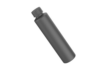 A slim bottle, with delicate lid, stand on a white background. 3d illustration