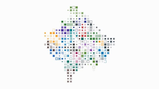 Kosovo animated country shape. Pulsating colored dots on the map of the country. Large size square blocks. Digital style Kosovo map on white background. Awesome animation video.